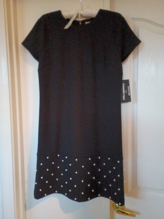 Karl Lagerfeld Dresses & Skirts - Karl Lagerfeld Black Pearl Hem Sheath Dress Size 12 NWT $179 Elegant Scuba Crepe